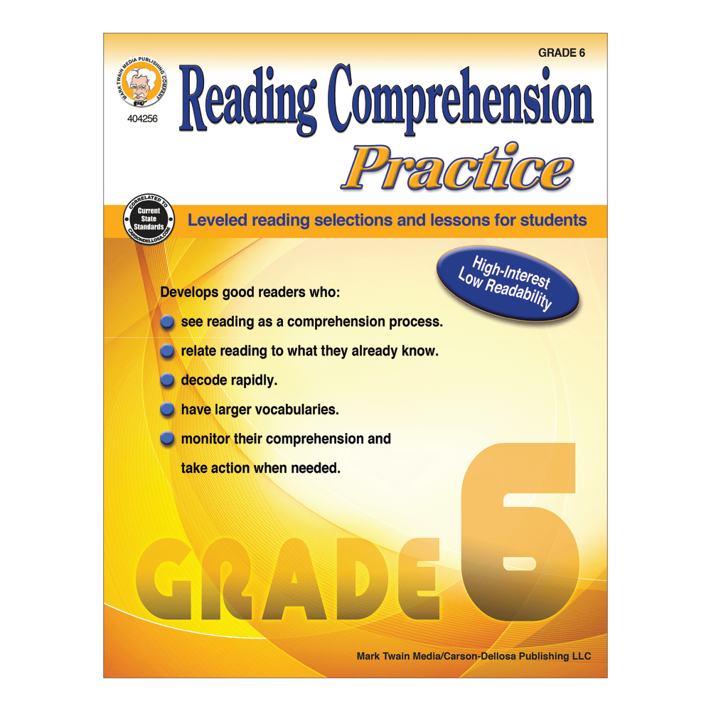 CARSON-DELLOSA PUBLISHING LLC Mark Twain Media 404256  Reading Comprehension Practice, Grade 6