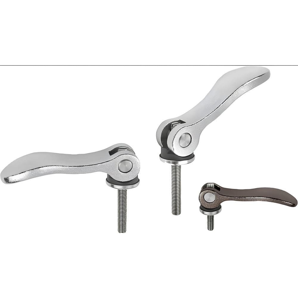 KIPP K0647.25120A430 Adjustable Clamping Handle: 3/8-16 Thread, 1.06" Hub Dia, Stainless Steel