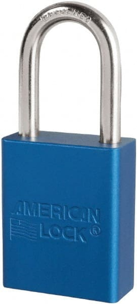 American Lock S1106BLU Lockout Padlock: Keyed Different, Key Retaining, Aluminum, Plated Metal Shackle, Blue