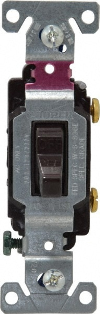 Cooper Wiring Devices CS120B 1 Pole, 120 to 277 VAC, 20 Amp, Commercial Grade Toggle Wall Switch