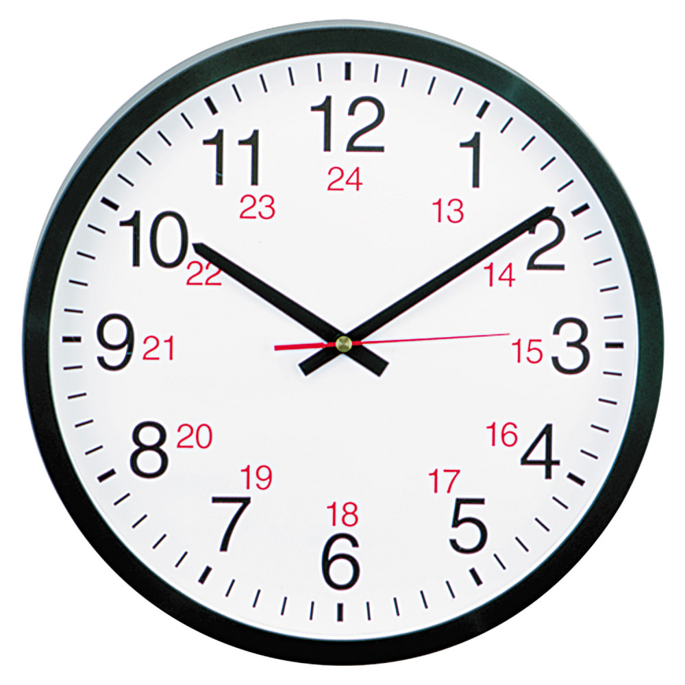 UNIVERSAL OFFICE PRODUCTS Universal 10441  24-Hour Round Wall Clock, 12 5/8in, Black