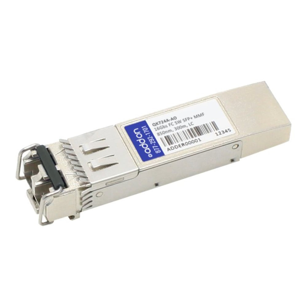 ADD-ON COMPUTER PERIPHERALS, INC. QK724A-AO AddOn - SFP+ transceiver module (equivalent to: HP QK724A) - 16Gb Fibre Channel (SW) - Fibre Channel - LC multi-mode - up to 984 ft - 850 nm - for HPE SN3600B 32, SN6000; StoreFabric SN3600, SN6500, SN6600B