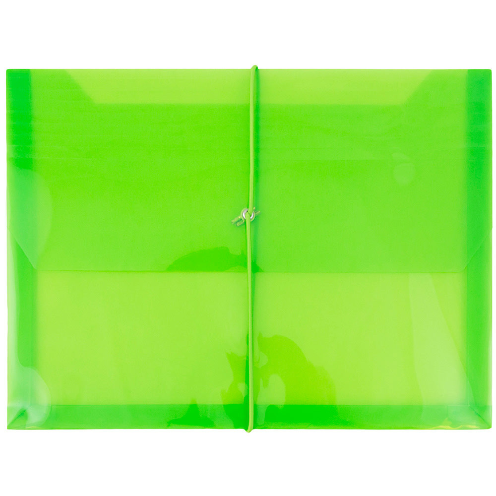 JAM PAPER AND ENVELOPE 218E25LI JAM Paper Plastic Booklet Envelope, Letter-Size, 9 3/4in x 13in, Bungee Closure, Lime Green