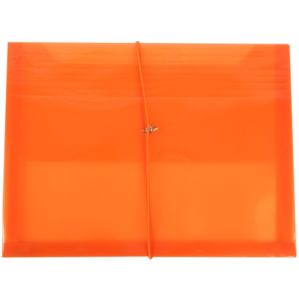 JAM PAPER AND ENVELOPE 218E25OR JAM Paper Plastic Booklet Envelope, Letter-Size, 9 3/4in x 13in, Bungee Closure, Orange