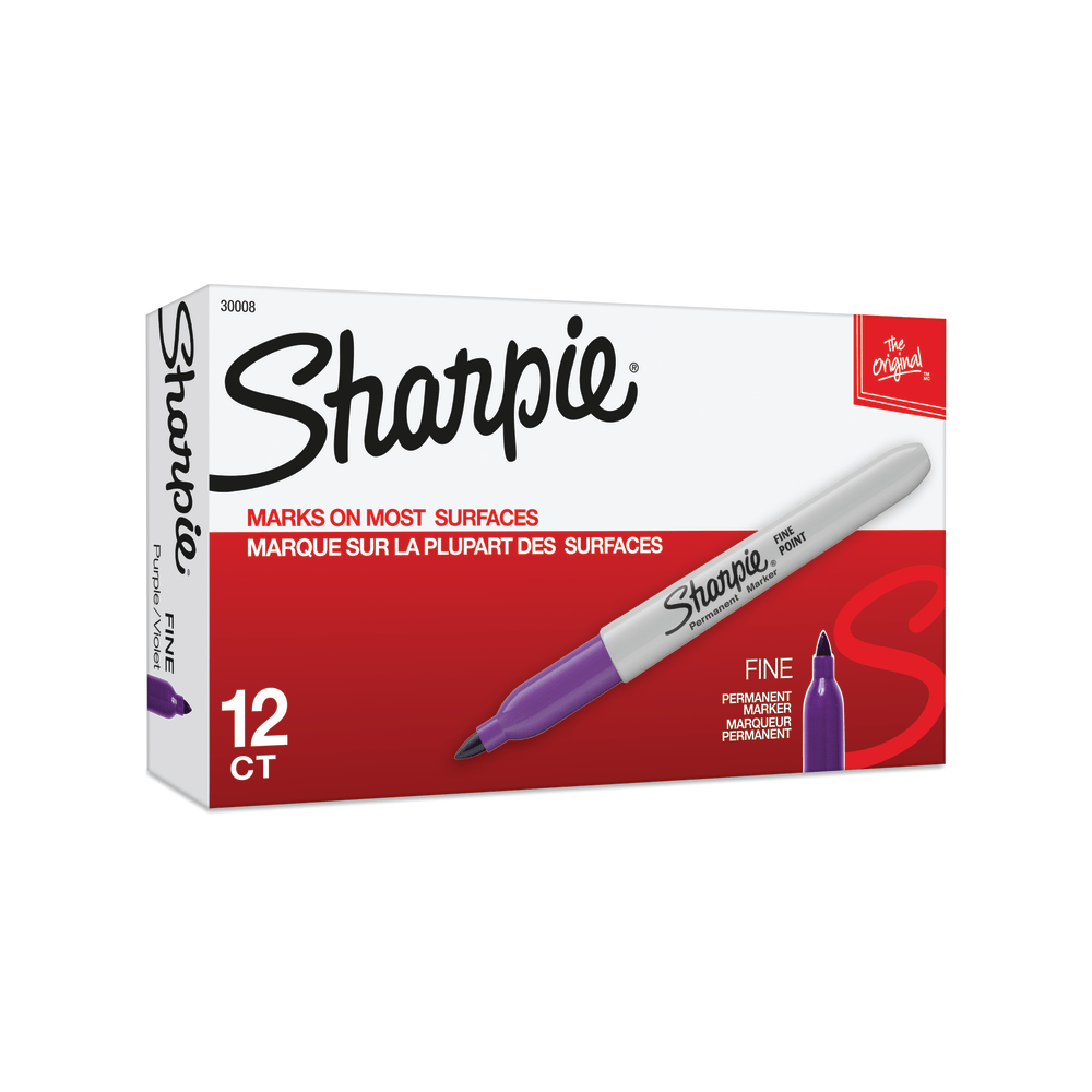 SANFORD LP Sharpie 30008  Permanent Markers, Fine Point, Purple, Pack Of 12