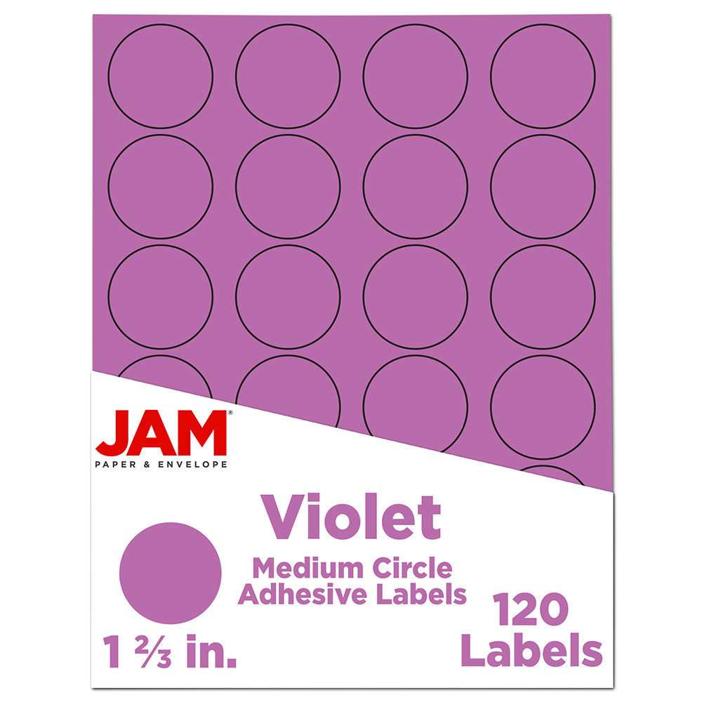 JAM PAPER AND ENVELOPE 147627058 JAM Paper Circle Label Sticker Seals, 1 2/3in, Purple, Pack Of 120