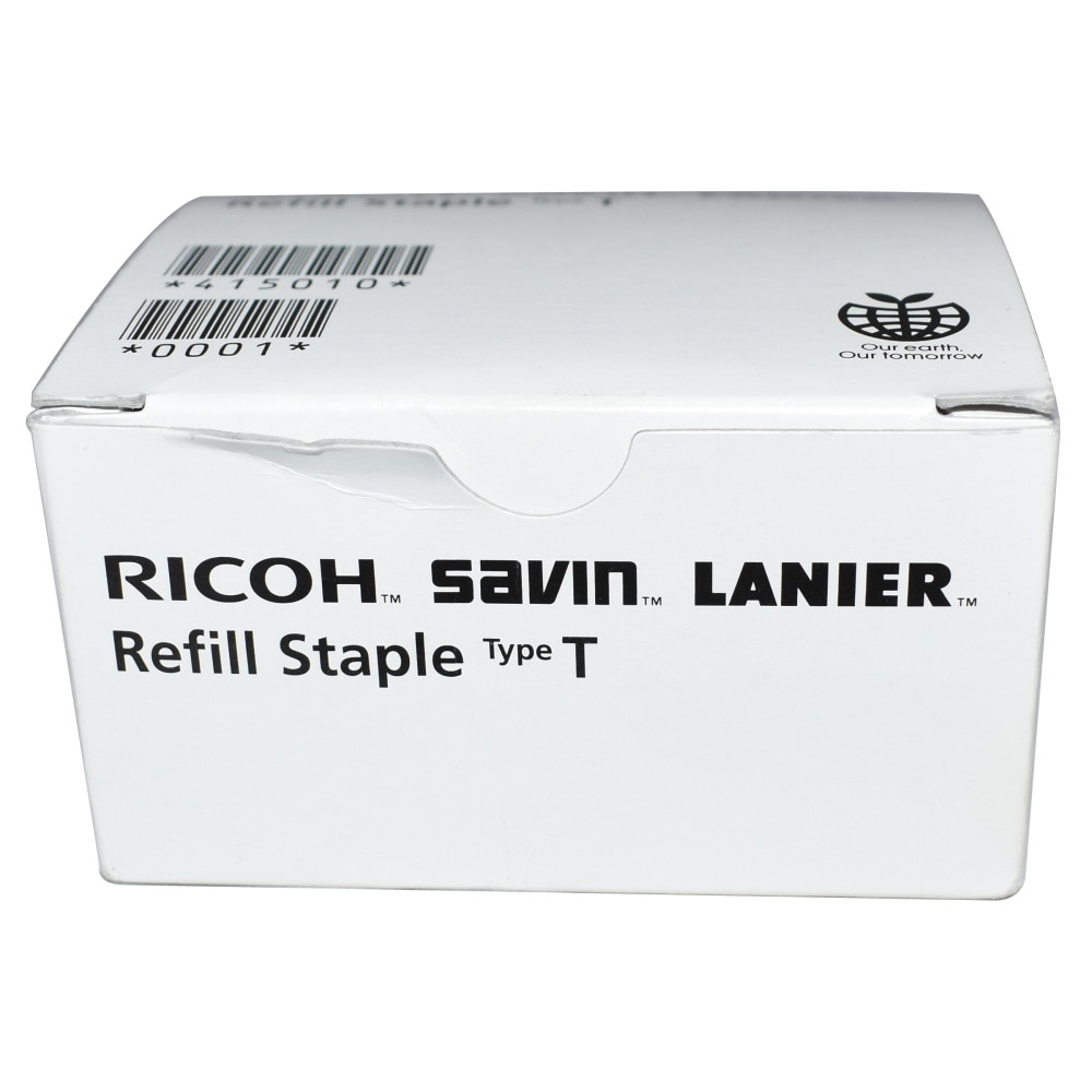 Reload your compatible stapler with 1 of these Ricoh Staple Refill Cartridges. The stainless steel staples provide a reliable hold on your documents.  Crafted from stainless steel for rugged durability.  Type T staples boast a 1-3/4in size.  Each cartridge yields up to 5,000 sheets.