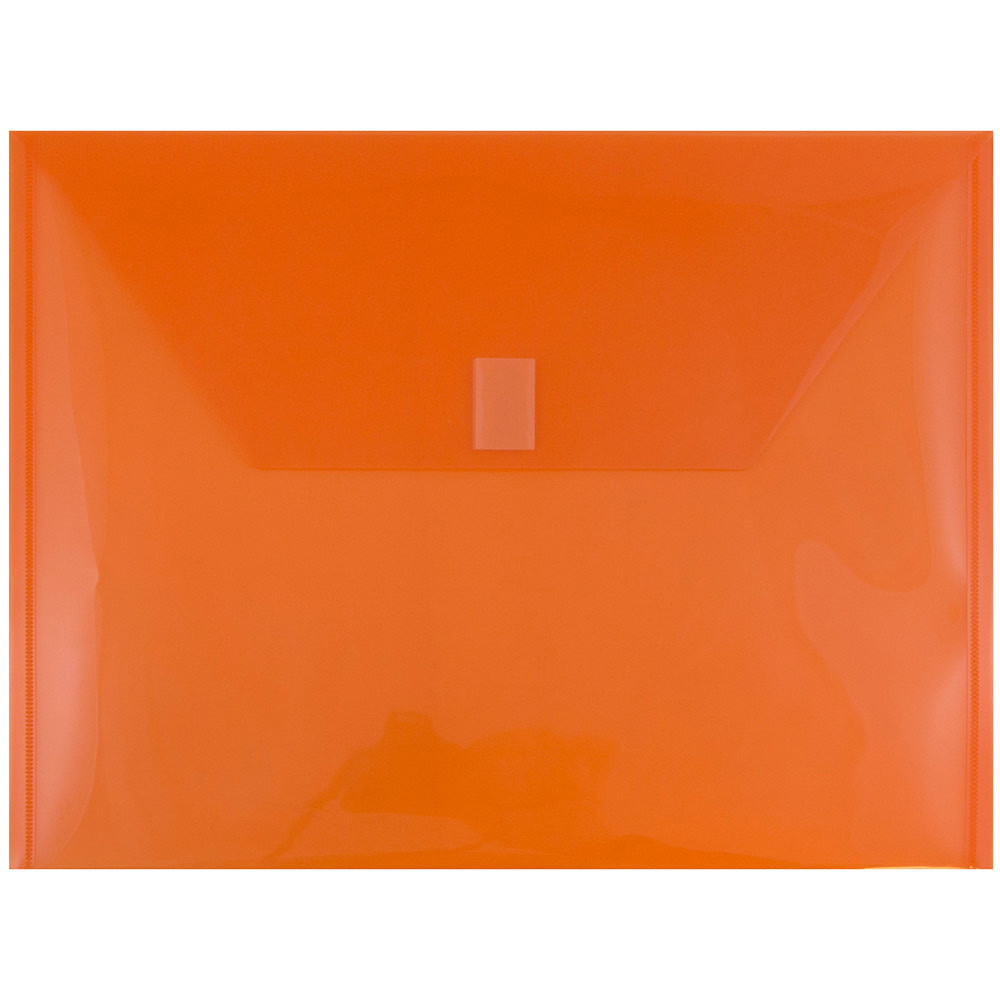 JAM PAPER AND ENVELOPE JAM Paper 218V0OR  Plastic Booklet Envelopes, Letter-Size, 9 3/4in x 13in, Hook & Loop Closure, Orange, Pack Of 12