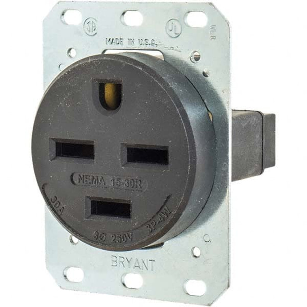 Bryant Electric 8430FR Straight Blade Single Receptacle: NEMA 15-30R, 30 Amps, Grounded