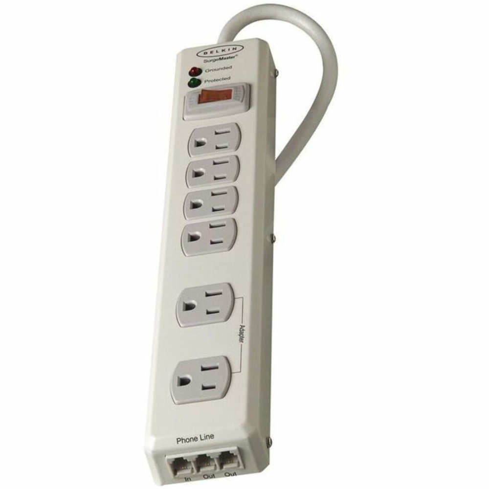 BELKIN, INC. F9H620-06-MTL Belkin SurgeMaster Home Grade Surge Protector, 6 Outlets, 6-Foot Cord, 1045 Joules