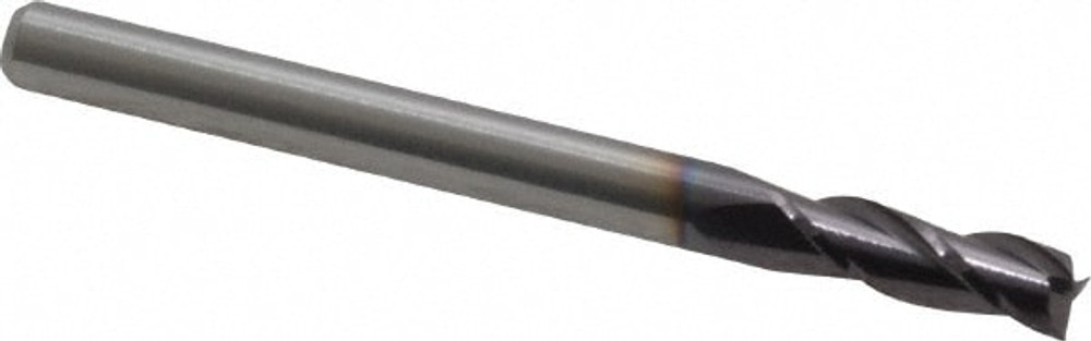 M.A. Ford. 11612500A Square End Mill: 1/8'' Dia, 3/8'' LOC, 1/8'' Shank Dia, 1-1/2'' OAL, 3 Flutes, Solid Carbide