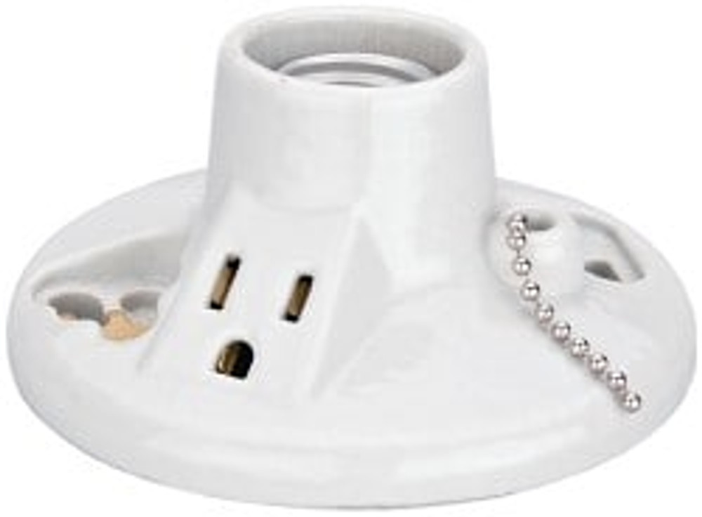 Leviton 9726-C 2 Pin, 125 VAC, 660 Watt, Medium Base, Pull Chain Lamp Holder