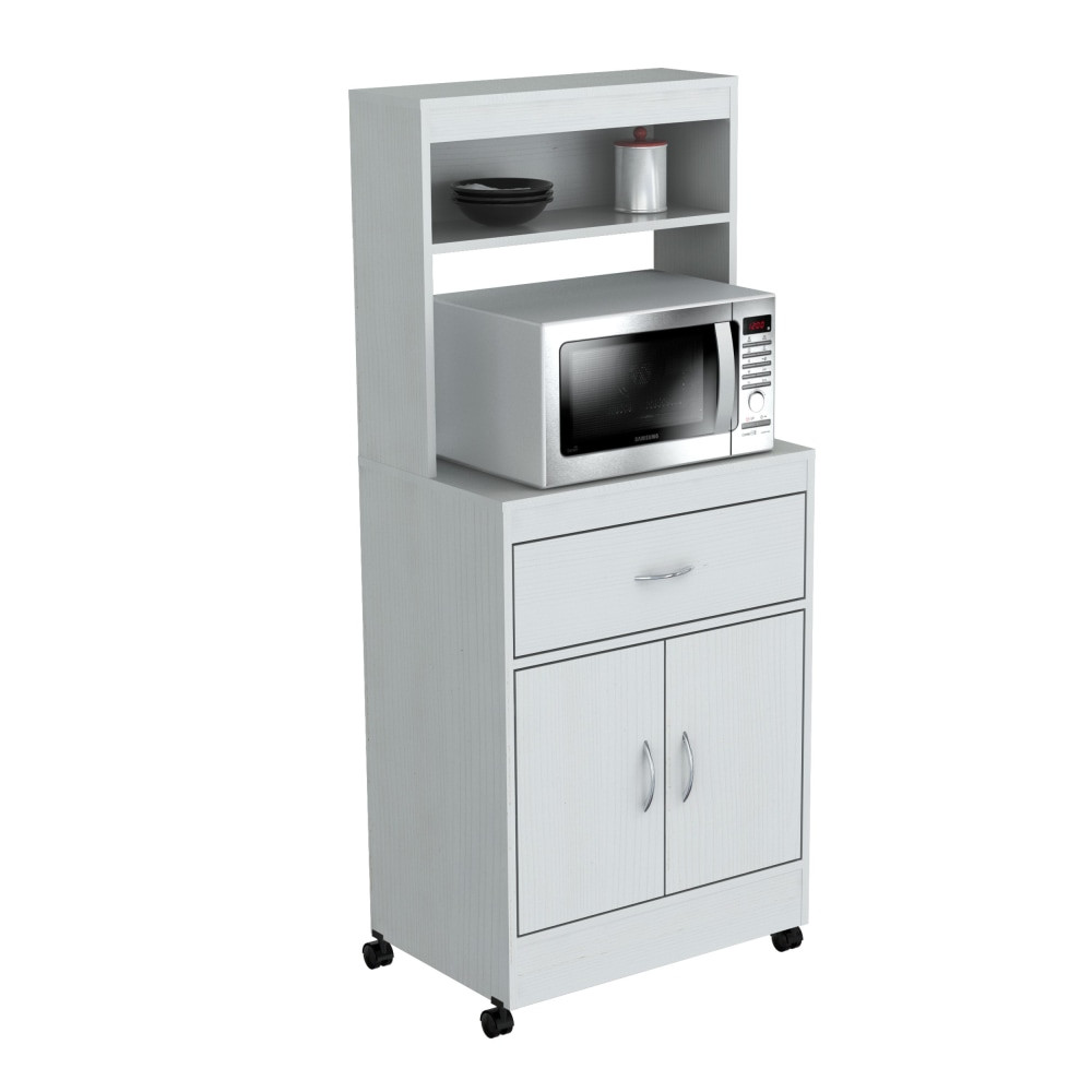 UNISAN Inval GCM-040  Storage Cabinet With Microwave Stand, 2 Shelves, 54inH x 24inW x 16inD, Laricina White