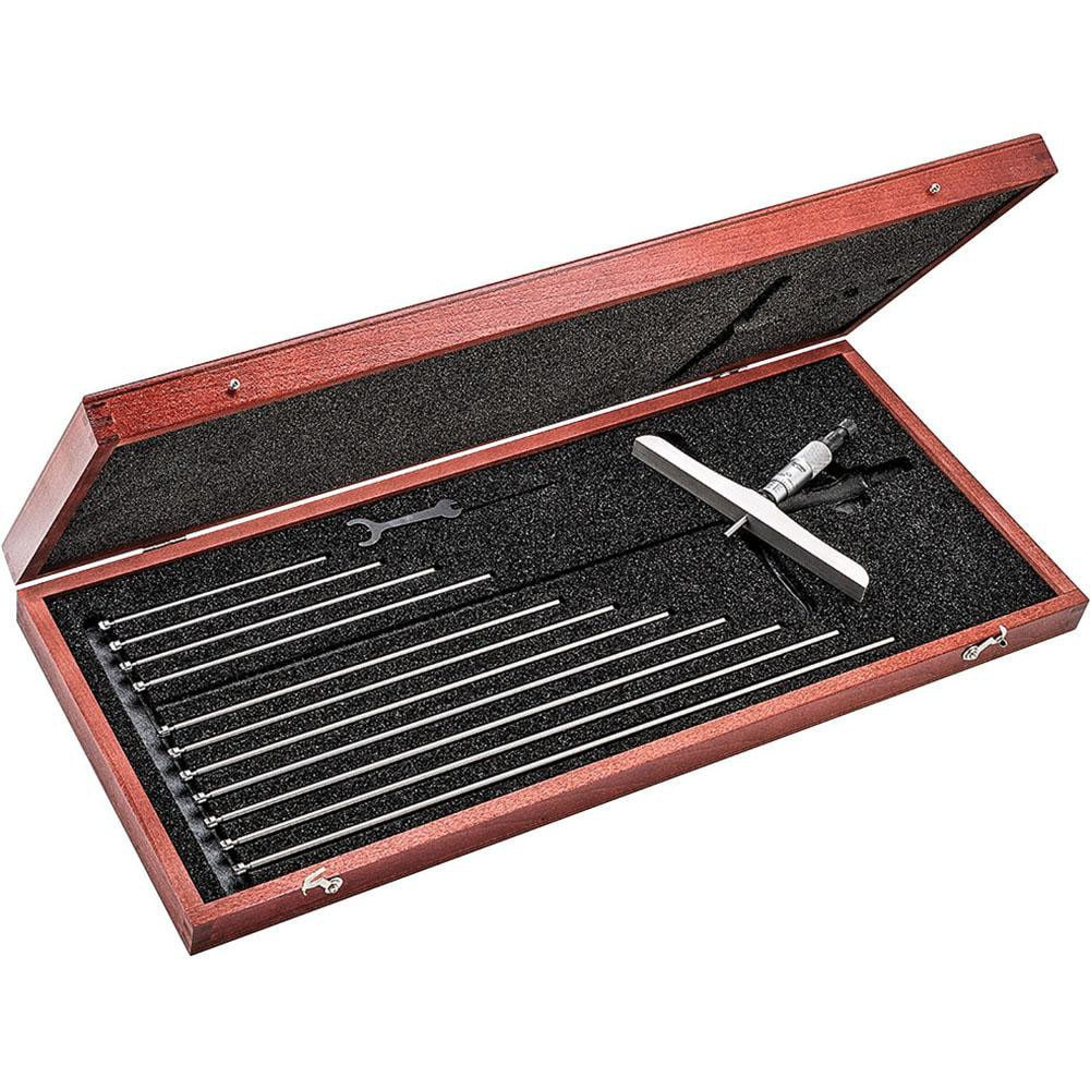 Starrett 67119 Mechanical Depth Micrometer: 12'' Range, 12 Rod, Satin Chrome Finish