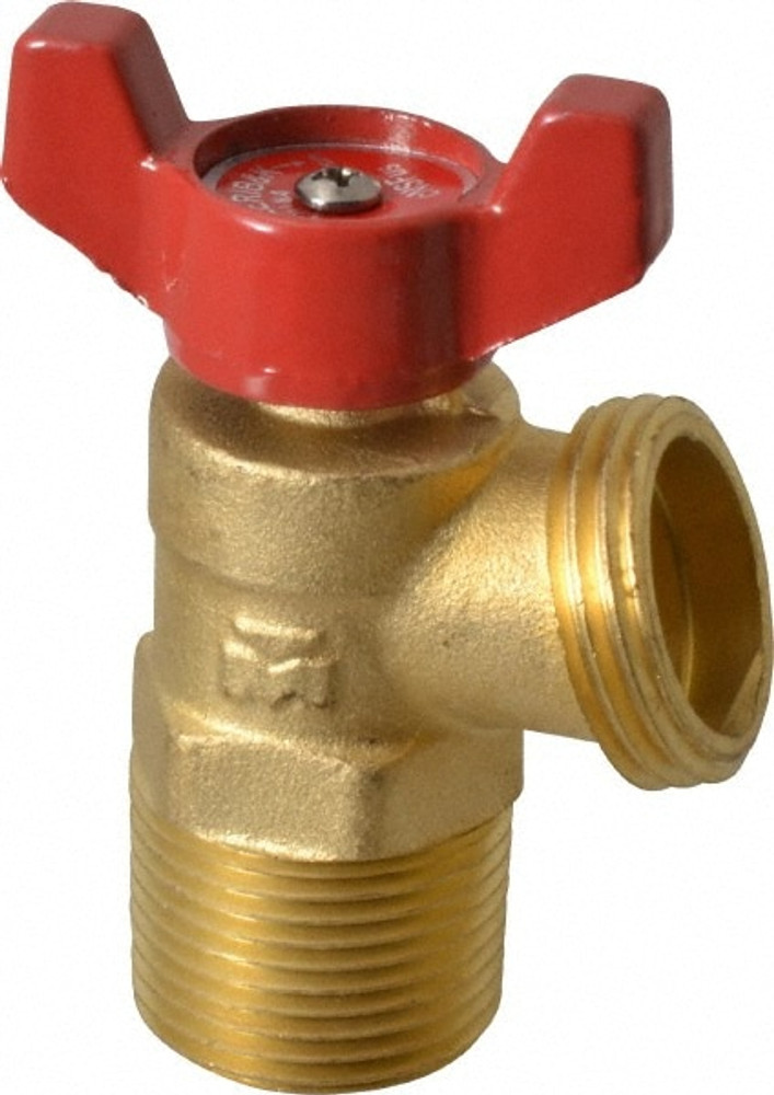 B&K Mueller 102-054HN 1/2" Pipe, Brass, FNPT, MNPT x GHT End Connection, Boiler Drain Valve