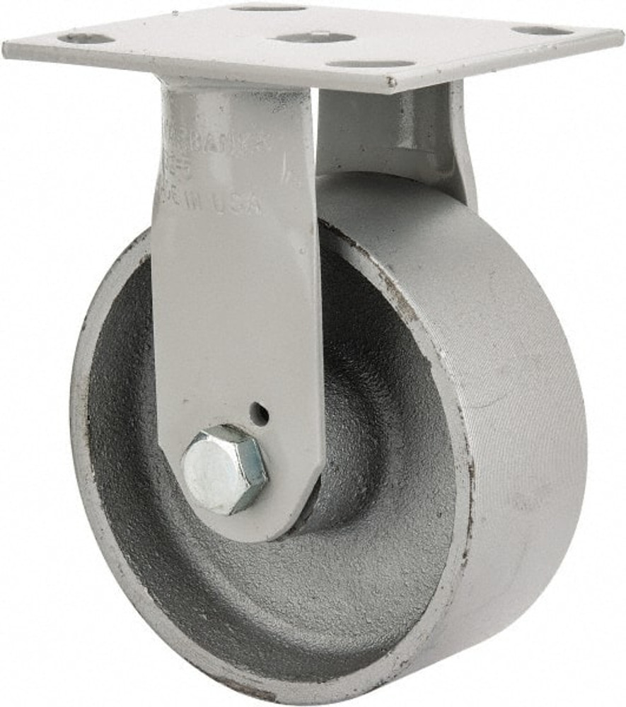 Fairbanks N32-5-IWP Rigid Top Plate Caster: Semi-Steel, 5" Wheel Dia, 2" Wheel Width, 1,000 lb Capacity, 6-1/2" OAH