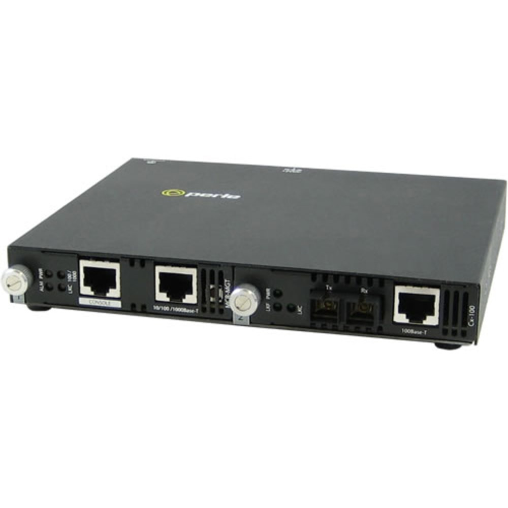 PERLE SYSTEMS Perle 05070424  SMI-100-S2SC120 - Fiber media converter - 100Mb LAN - 100Base-TX, 100Base-ZX - RJ-45 / SC single-mode - up to 74.6 miles - 1550 nm