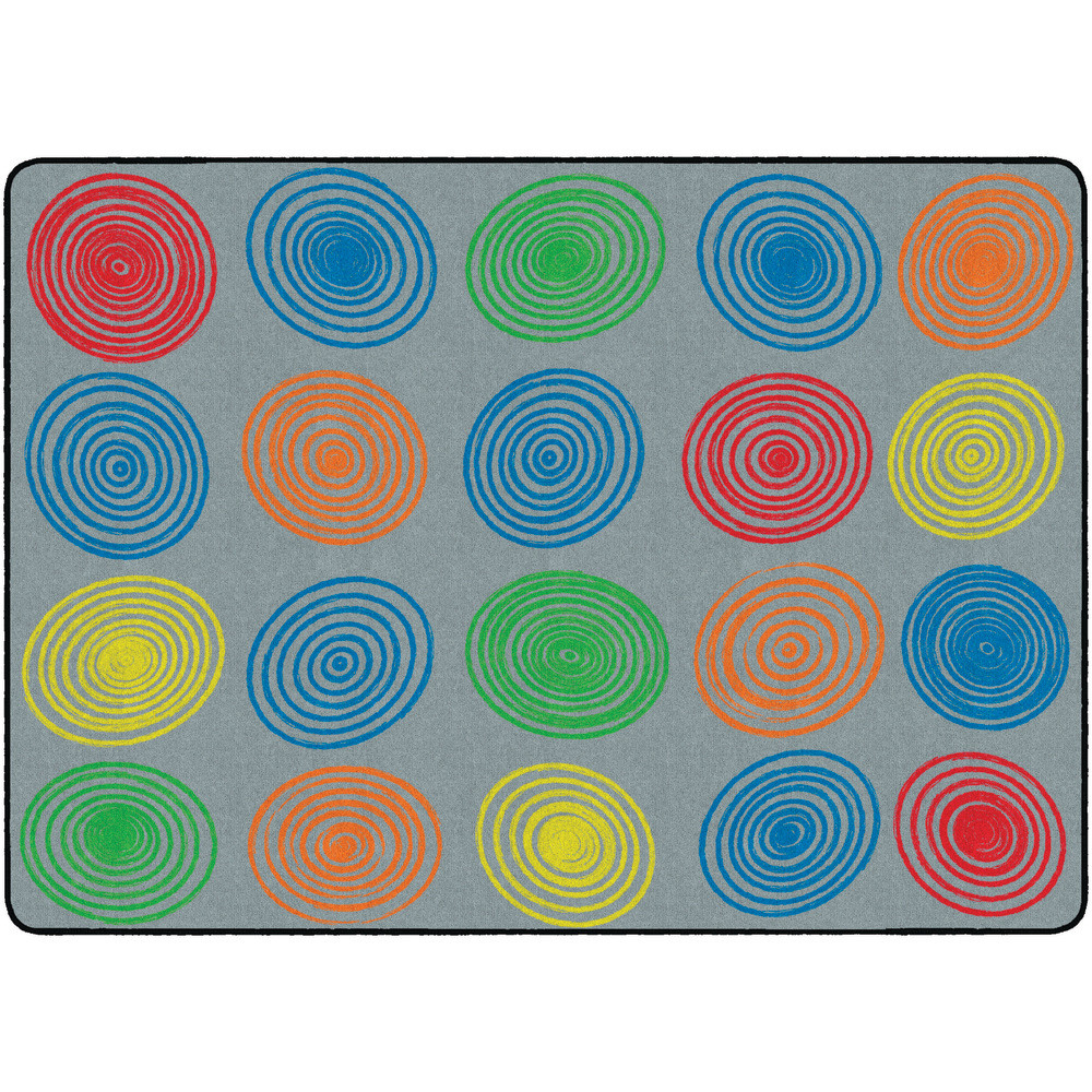 FLAGSHIP CARPETS FE413-32A  Circles Rug, Rectangle, 6ft x 8ft 4in, Gray/Multicolor