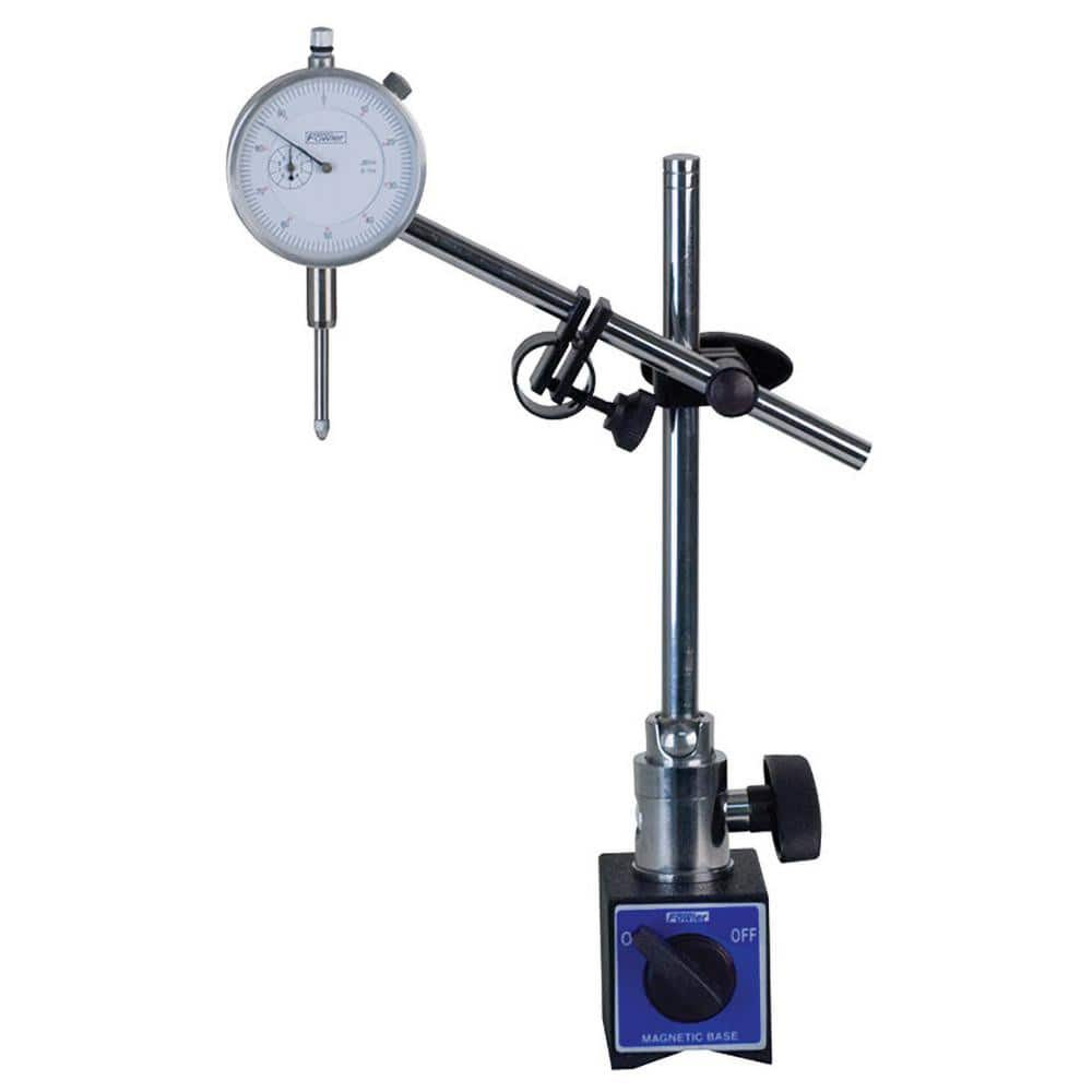 Fowler 52-585-150-0 Dial Indicator & Base Kit: 0 to 1" Range, 0-100 Dial Reading, 0.0005" Resolution