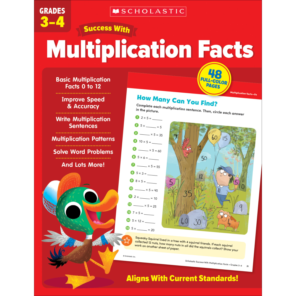 SCHOLASTIC TEACHER RESOURCES 9781338798555 Scholastic Success With Multiplication Facts Workbook, Grades 3 to 4