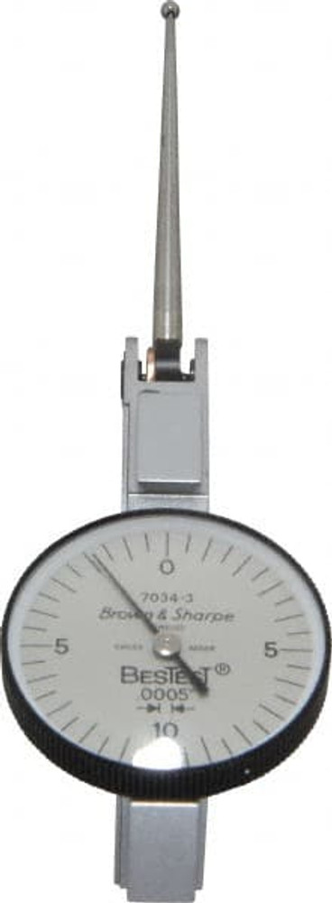 TESA Brown & Sharpe 599-7034-3 Dial Test Indicators: 0.02 Max, 0-10-0, 0.0005" Accuracy, Horizontal