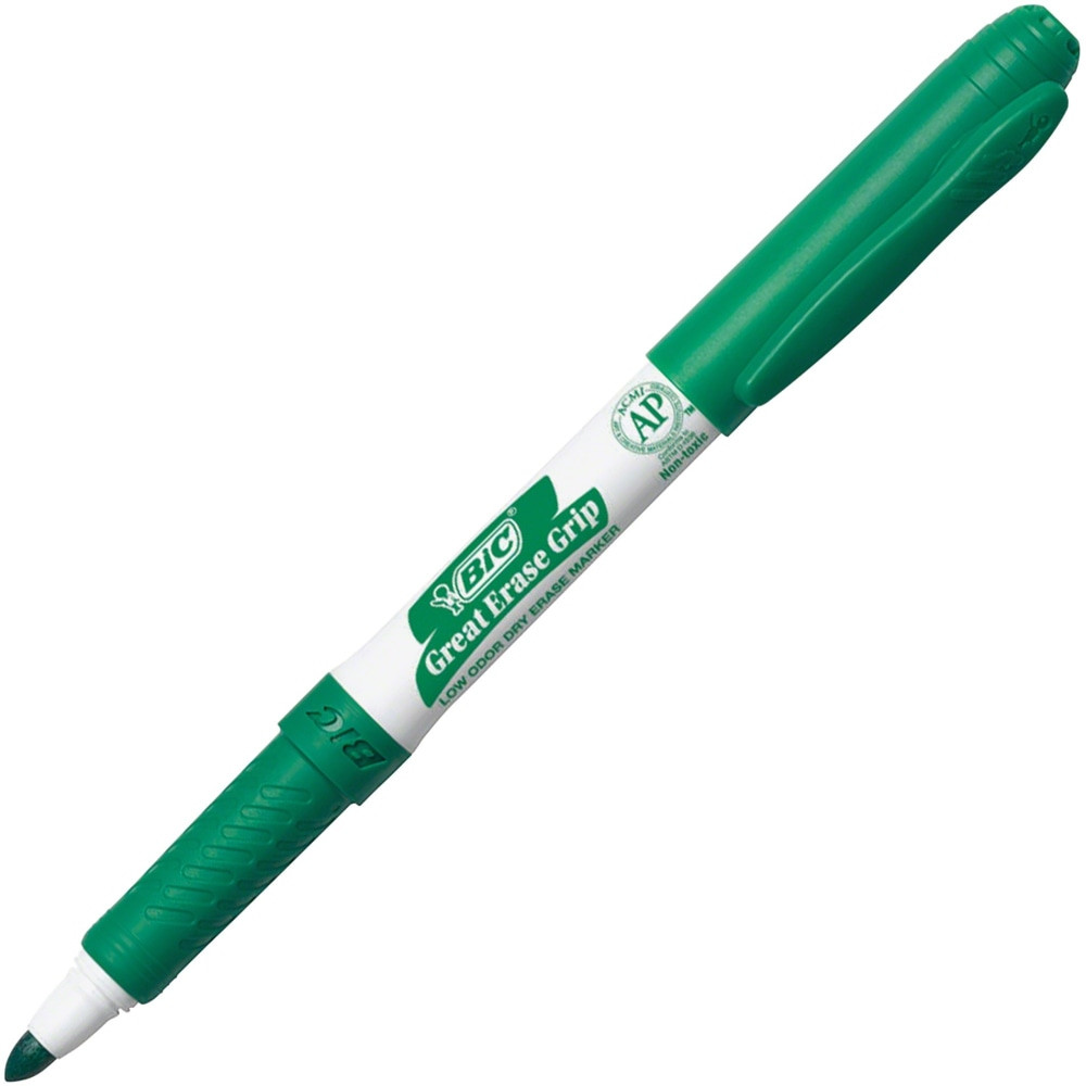 BIC CORP BIC GDE11GN  Great Erase Fine Point Whiteboard Marker - Fine Point Type - Chisel Point Style - Green - Green Barrel - 12 / Dozen