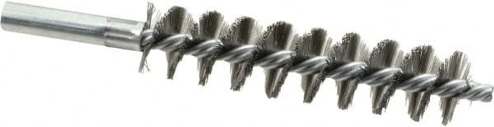 Schaefer Brush 43531 Double Stem/Single Spiral Tube Brush: 15/16" Dia, 6-1/4" OAL, Stainless Steel Bristles