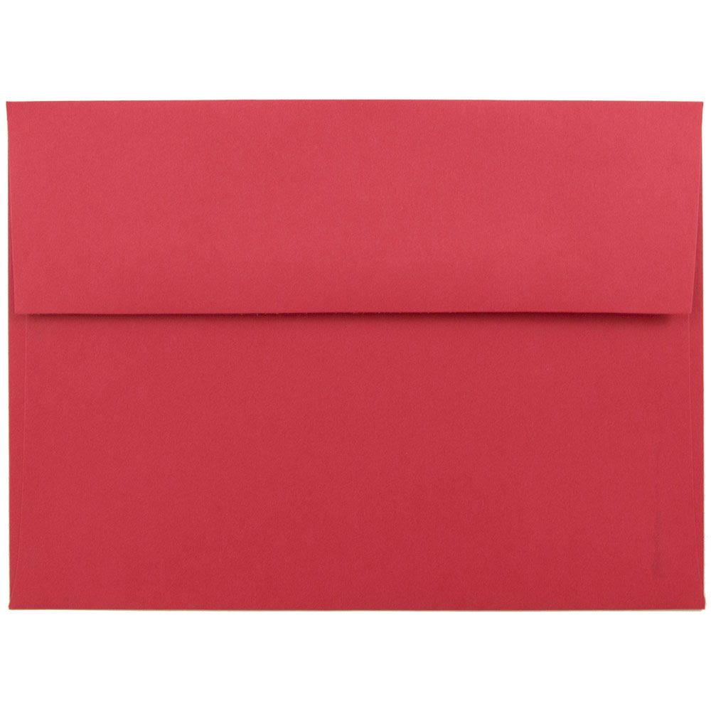 JAM PAPER AND ENVELOPE JAM Paper 15945  Booklet Invitation Envelopes, A7, Gummed Seal, 30% Recycled, Red, Pack Of 25