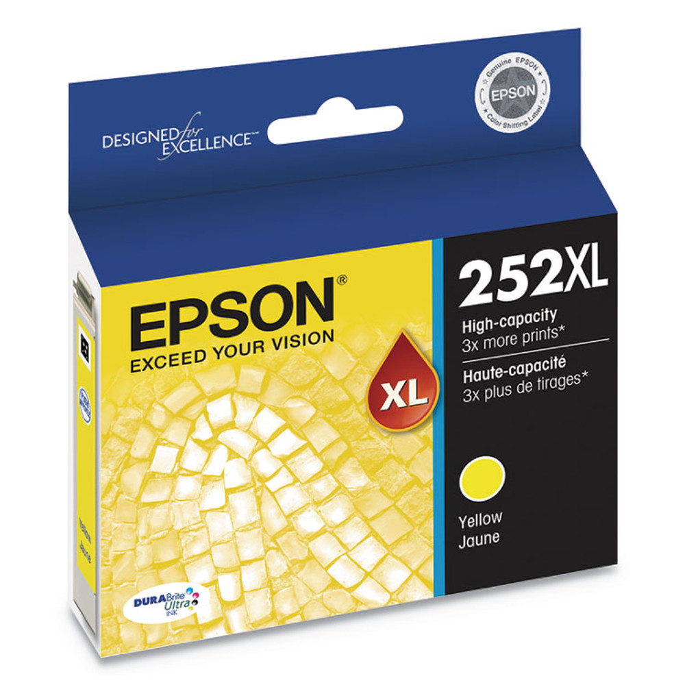 EPSON AMERICA, INC. T252XL420S T252XL420-S (252XL) DURABrite Ultra High-Yield Ink, 1,100 Page-Yield, Yellow