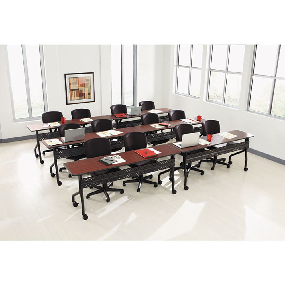 ICEBERG ENTERPRISES 68068 OfficeWorks Mobile Training Table, Rectangular, 72" x 18" x 29", Mahogany/Black