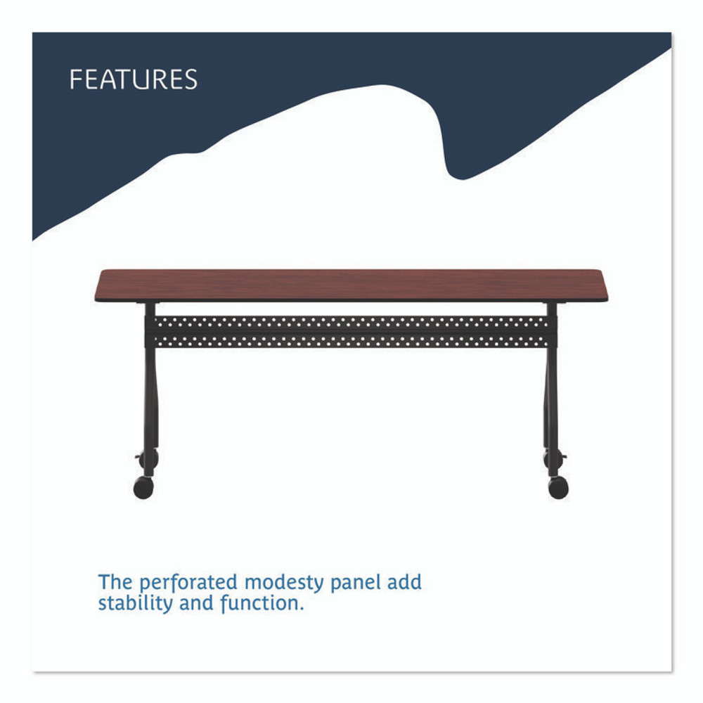 ICEBERG ENTERPRISES 68068 OfficeWorks Mobile Training Table, Rectangular, 72" x 18" x 29", Mahogany/Black