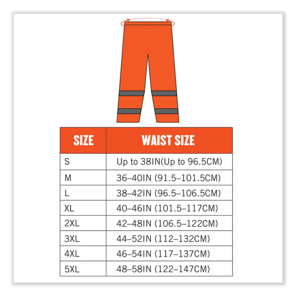 TENACIOUS HOLDINGS, INC. ergodyne® 25447 GloWear 8916 Class E Lightweight Hi-Vis Rain Pants, 3X-Large, Orange