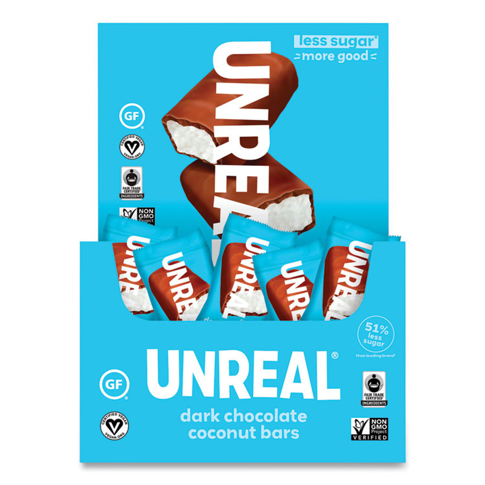 UNREAL BRANDS INC. 22002087 Dark Chocolate Coconut Bars, 0.53 oz, Individually Wrapped, 40/Pack