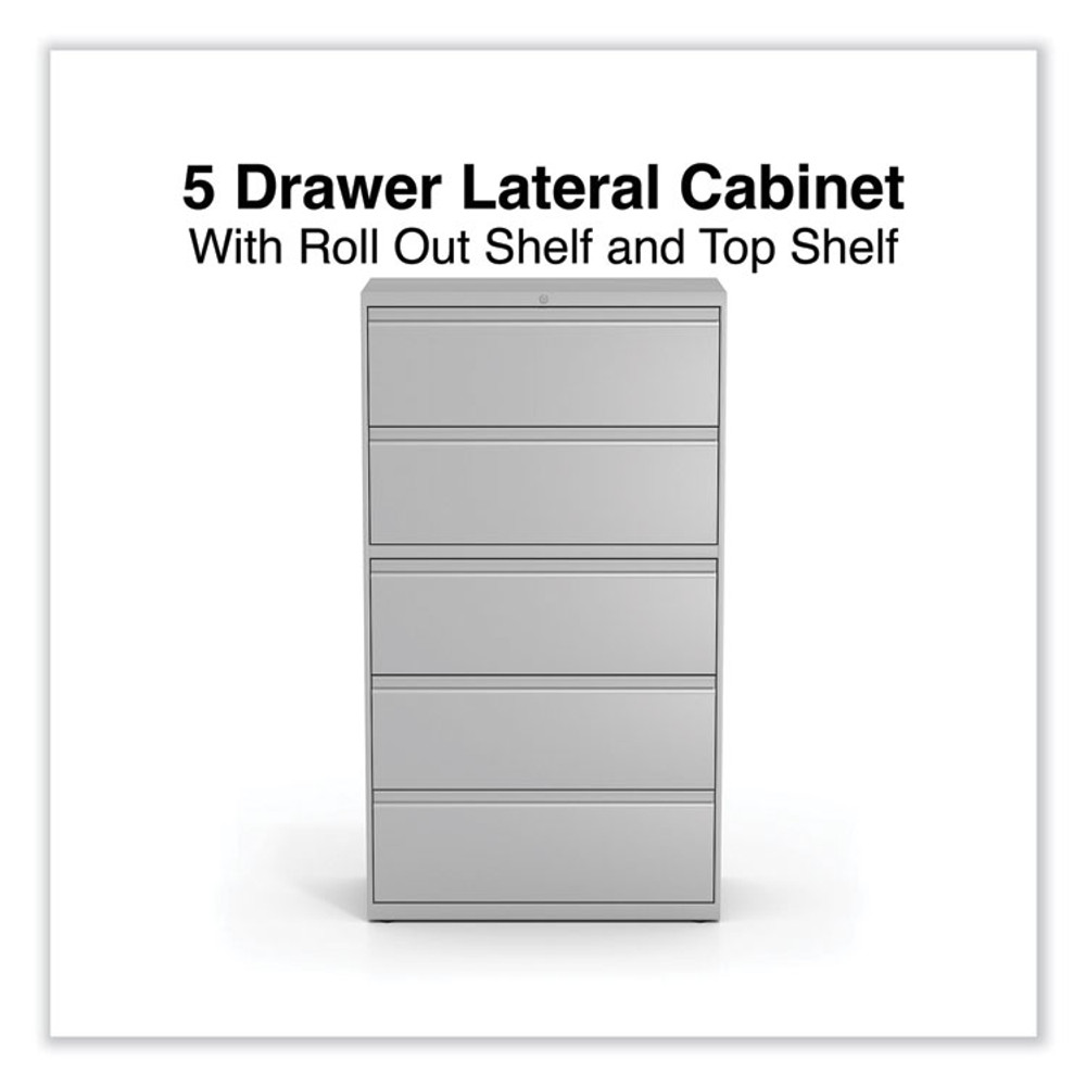 ALERA HLF3667LG Lateral File, 5 Legal/Letter/A4/A5-Size File Drawers, Light Gray, 36" x 18.63" x 67.63"