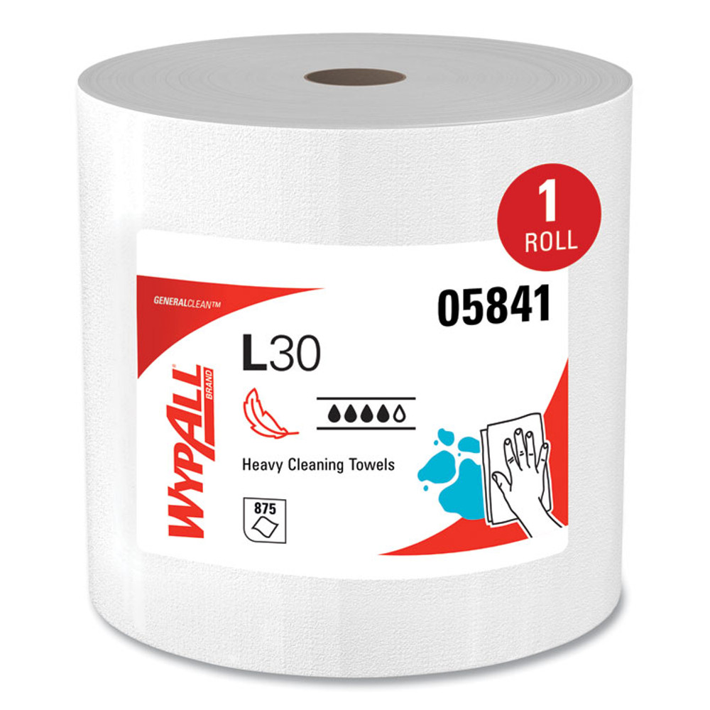 KIMBERLY-CLARK PROFESSIONAL WypAll® 05841 L30 Towels, 12.4 x 12.2, White, 875/Roll