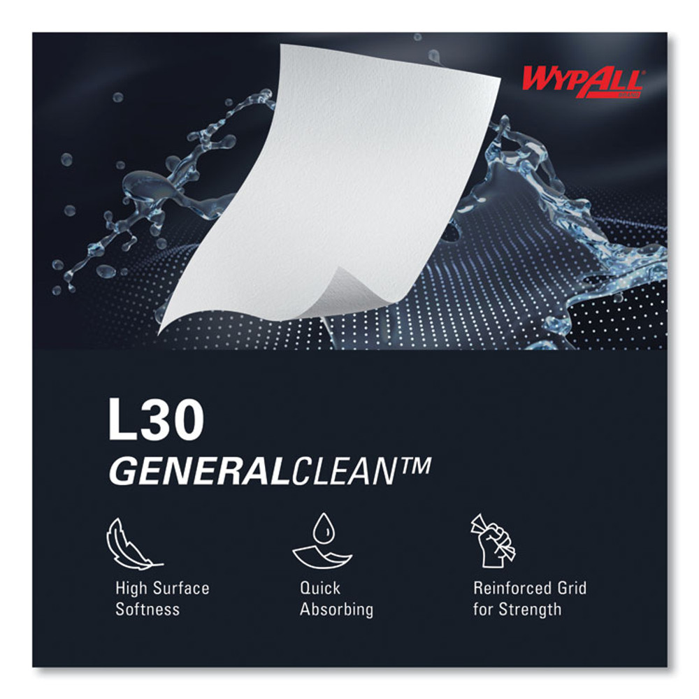 KIMBERLY-CLARK PROFESSIONAL WypAll® 05841 L30 Towels, 12.4 x 12.2, White, 875/Roll