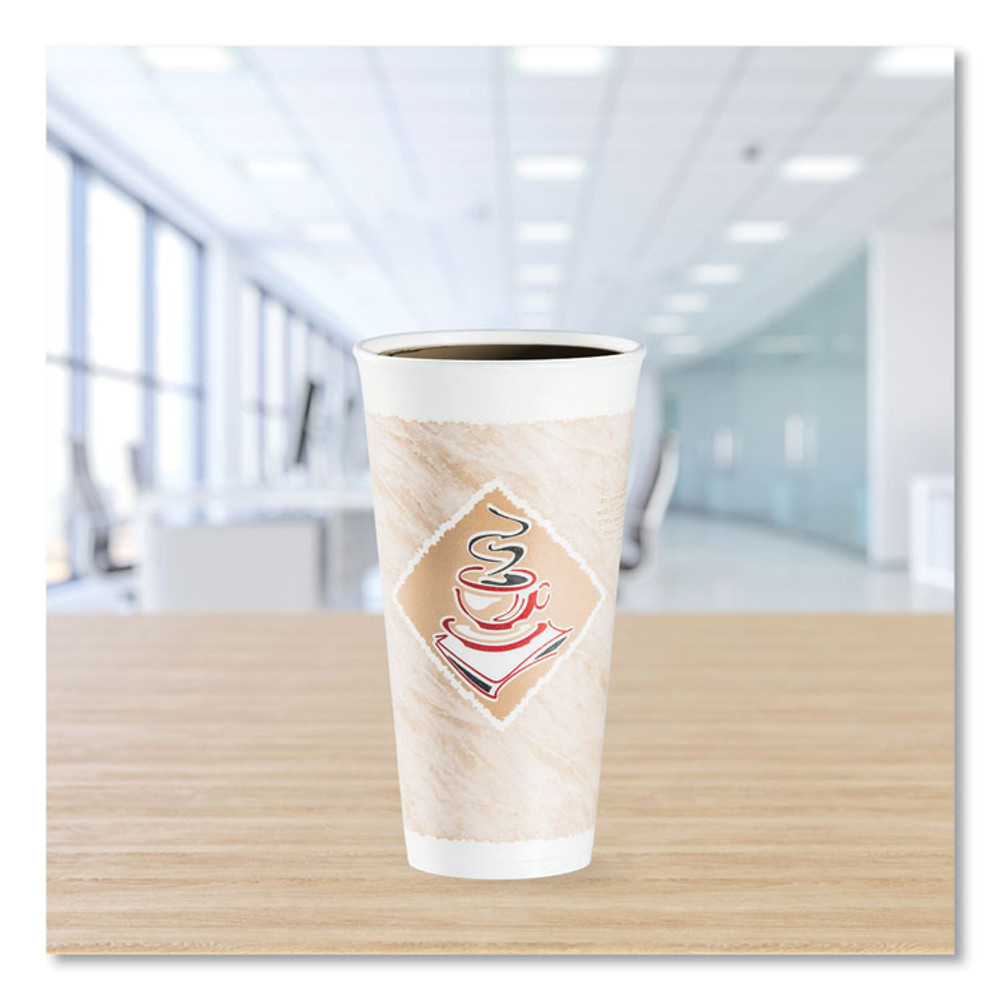 DART 20X16GPK Cafe G Foam Hot/Cold Cups, 20 oz, Brown/Red/White, 20/Pack