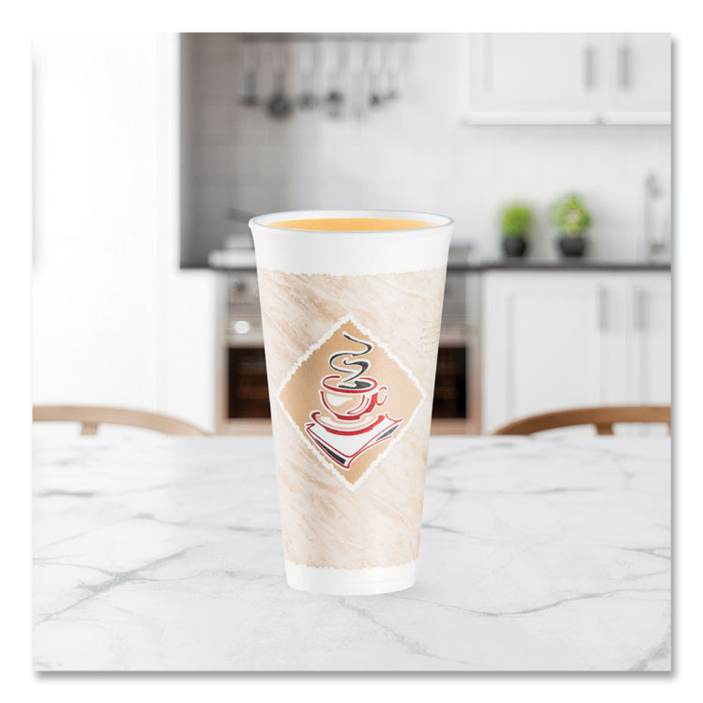 DART 20X16GPK Cafe G Foam Hot/Cold Cups, 20 oz, Brown/Red/White, 20/Pack