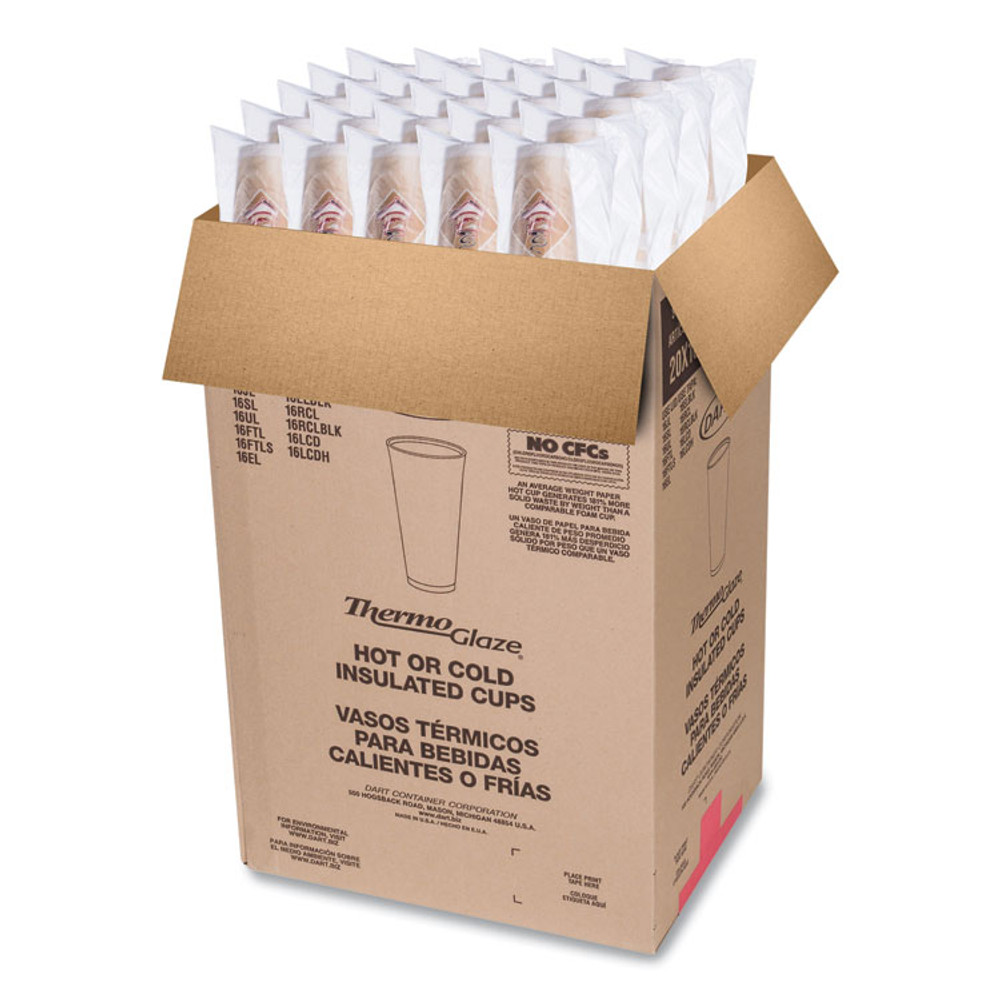 DART 20X16GPK Cafe G Foam Hot/Cold Cups, 20 oz, Brown/Red/White, 20/Pack