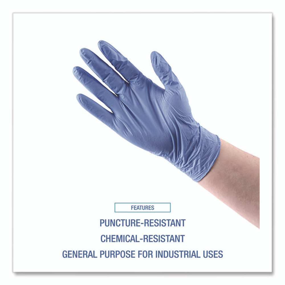 BOARDWALK 380MBXA 380 Series Disposable General-Purpose Nitrile Gloves, Powder-Free, Medium, 4 mil Thick, 9.5" Long, Blue, 100/Box