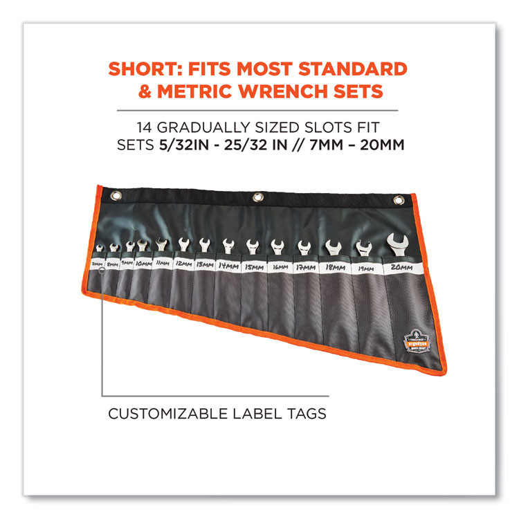 TENACIOUS HOLDINGS, INC. ergodyne® 13775 Arsenal 5873 Polyester Wrench Roll Up, 14 Compartments, 26.5 x 16.5, Polyester, Black