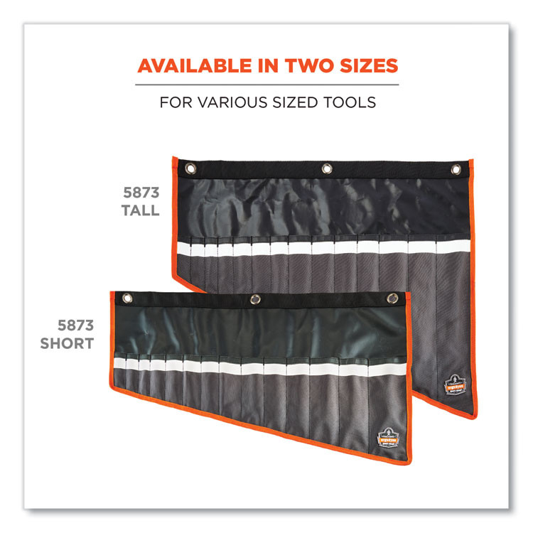 TENACIOUS HOLDINGS, INC. ergodyne® 13775 Arsenal 5873 Polyester Wrench Roll Up, 14 Compartments, 26.5 x 16.5, Polyester, Black