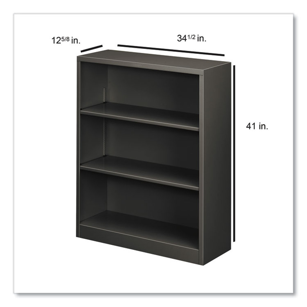 HON COMPANY S42ABCS Metal Bookcase, Three-Shelf, 34.5w x 12.63d x 41h, Charcoal