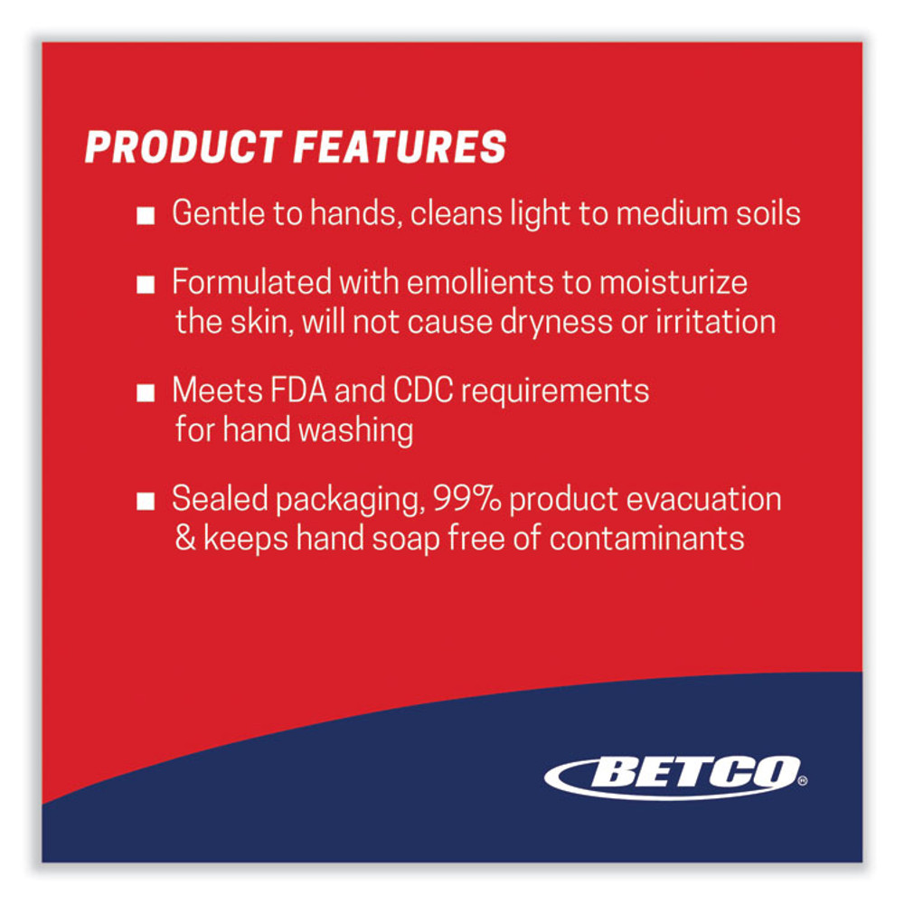 BETCO CORPORATION 7502900 Pink Foaming Skin Cleanser, Fresh, 1,000 mL Refill Bag, 6/Carton