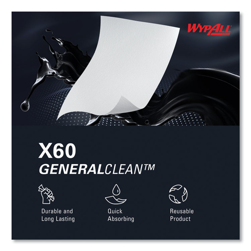 KIMBERLY-CLARK PROFESSIONAL WypAll® 34790BX General Clean X60 Cloths, POP-UP Box, 8.34 x 16.8, White, 118/Box