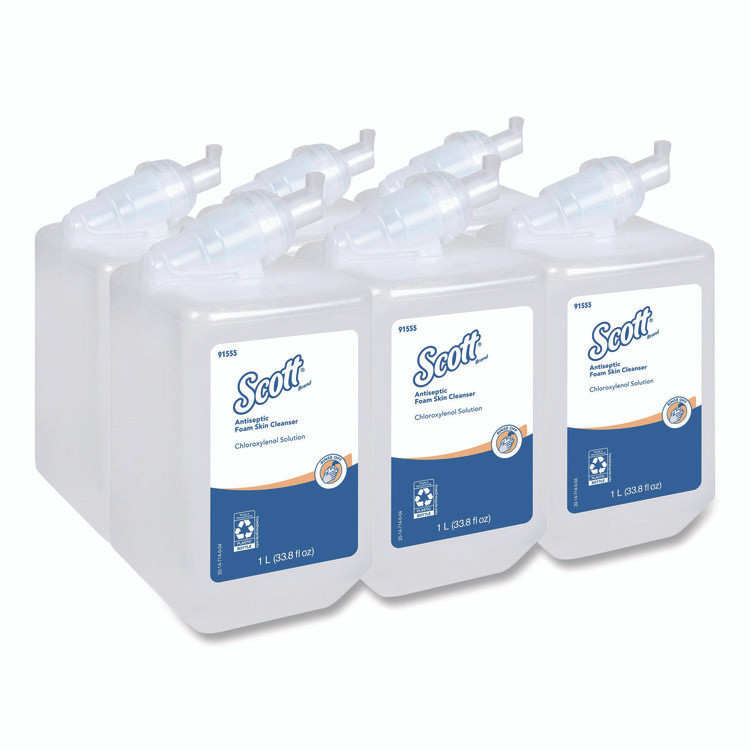 KIMBERLY-CLARK PROFESSIONAL Scott® 91555 Antiseptic Foam Skin Cleanser Refill, Unscented, 1,000 mL, 6/Carton
