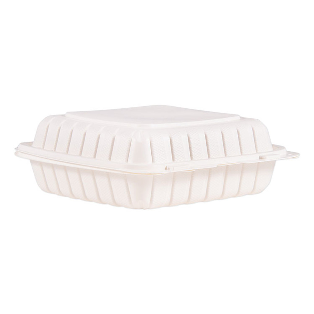 DART 90MFPPHT1 Hinged Lid Containers, Single Compartment, 9 x 8.8 x 3, White, Plastic, 150/Carton