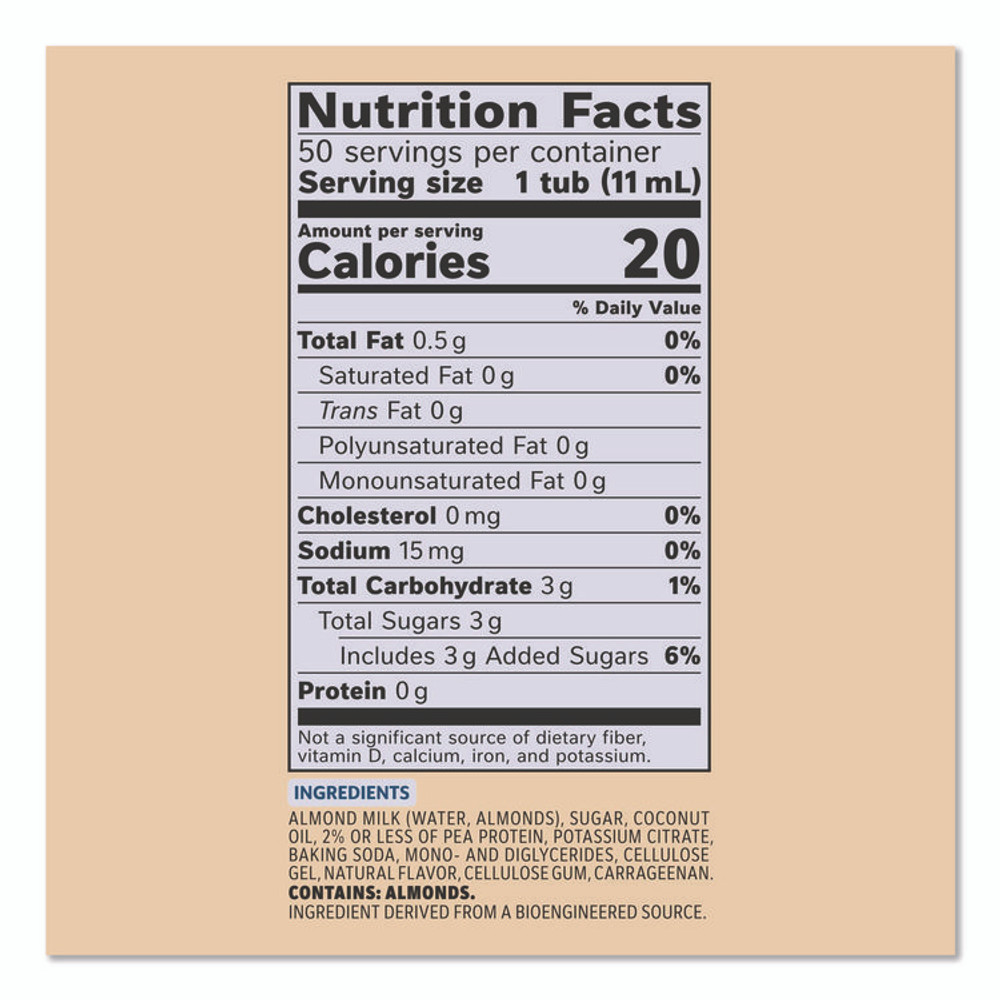 NESTLE Coffee mate® 42258BX Plant-Based Almond Milk Non-Dairy Liquid Creamer Singles, Natural Vanilla, 0.38 oz Mini Cups, 50/Box