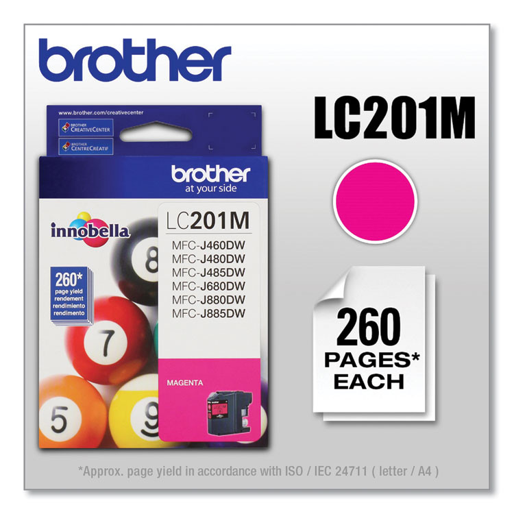BROTHER INTL. CORP. LC201M LC201M Innobella Ink, 260 Page-Yield, Magenta