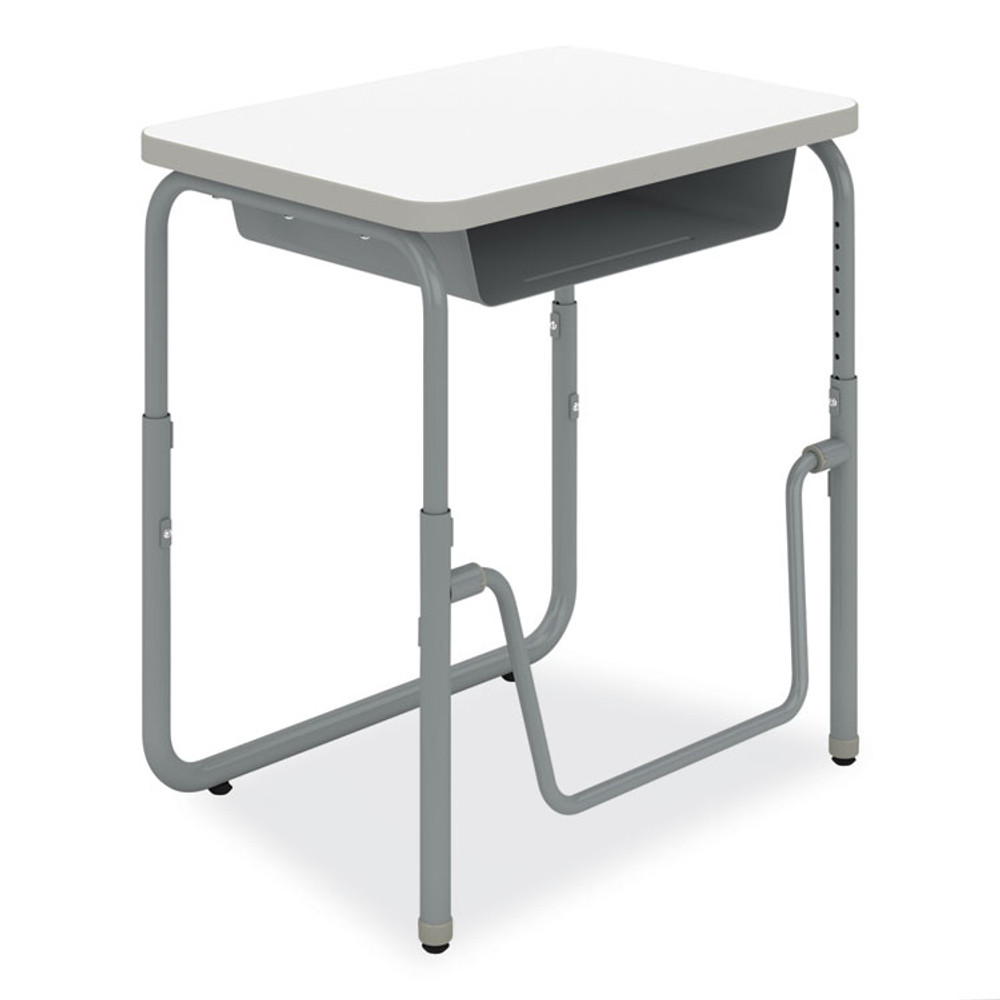 SAFCO PRODUCTS 1222DE AlphaBetter 2.0 Height-Adjustable Student Desk with Pendulum Bar and Book Box, 27.75 x 19.75 x 22 to 30, Dry Erase